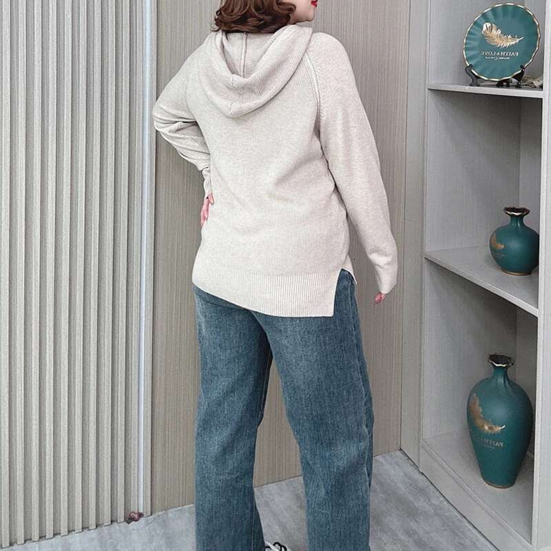 Women's Hooded Button-Up Sweater, Long Sleeve, Loose Pullover, Casual Jumpers, Plus Size, Autumn, Winter, New