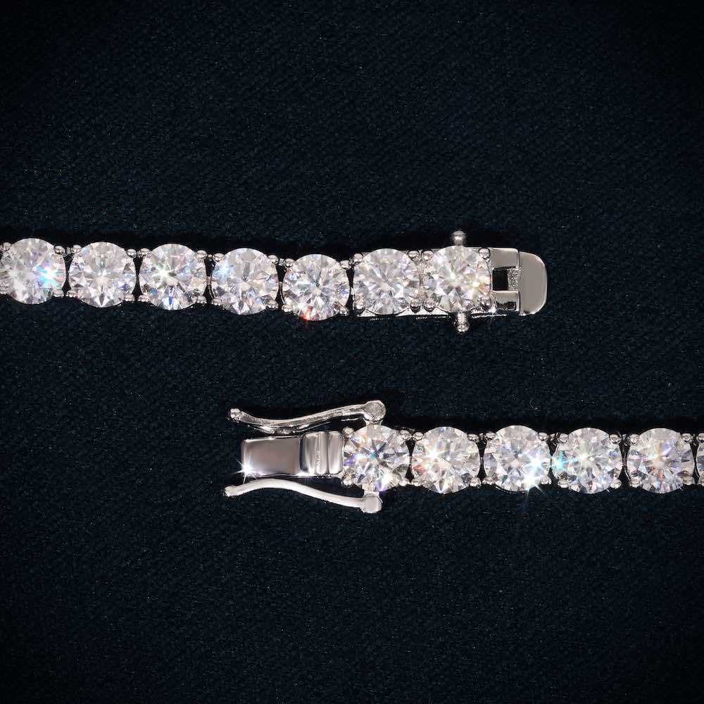 Precious round cut hip hop tennis necklace for women in moissanite diamond crafted in 14KT White gold with VVS clarity