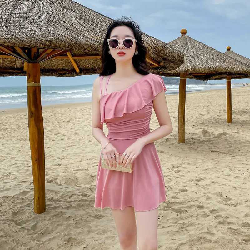 Drop Ship One-piece Swimsuit Strapss Off-shoulder Slim Swimsuit Womens Lace Skirt Swimsuit 2024 New XJ240108