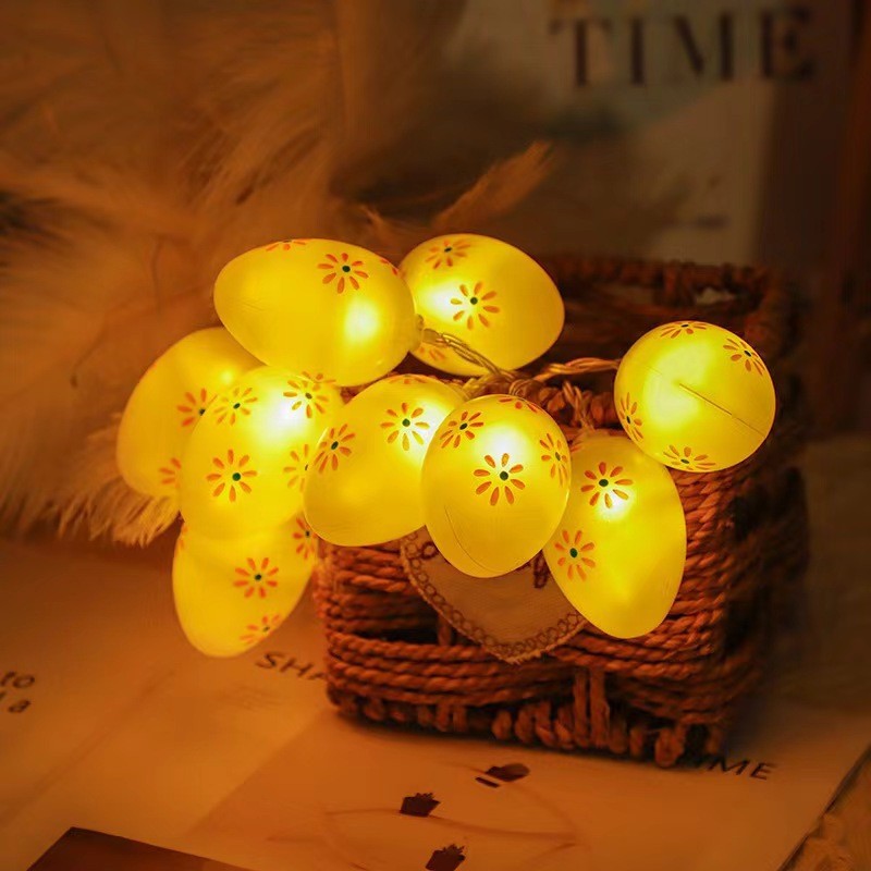 LED lights Easter decorative lights string cotton eggs holiday creative lights string party funny night lights atmosphere lights printed egg