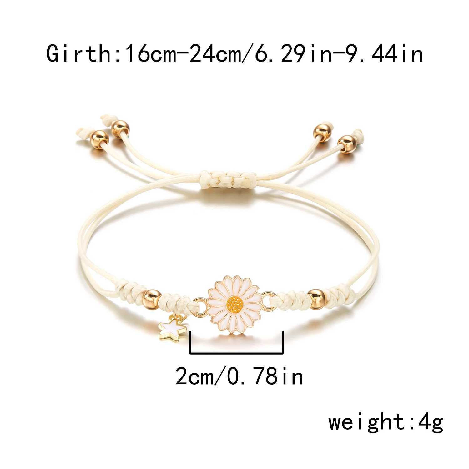 Simple Sunflower Bracelets for Women Handmade Braided Fashion Colorful Daisy Adjustable Bangle Friendship Good Luck Jewelry GiftXJ250109