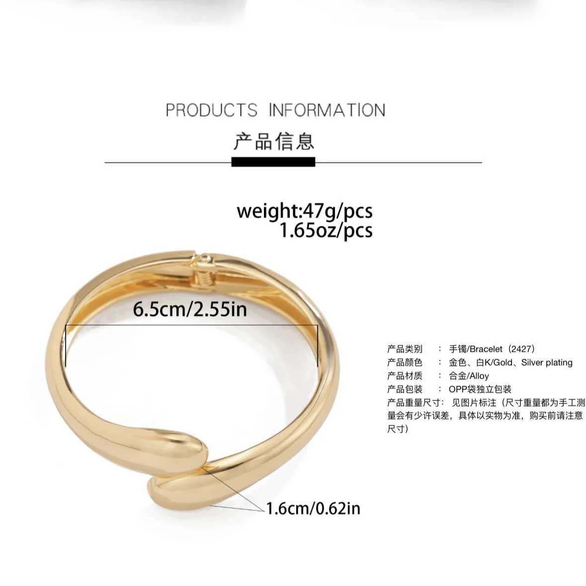 DIEZI Hip Hop Pearl Wide Cuff Bangles Punk Fashion Gold Silver Color Geometric Spring Bangles For Women Bracelet Men JewelryXJ250109