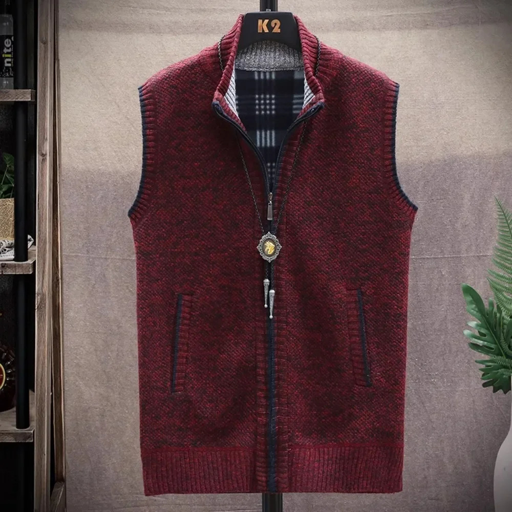 Atutumn and Winter Mens Sweater Cardigan Knitting Vest Dailywear Warmth Thickened Zipper Jacket Waistcoat Male Streetwear 250107