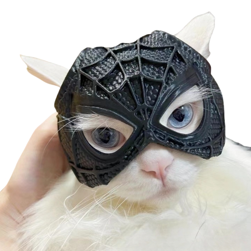 Adorable Feline Spider Web Masked Outfit Unique Decorative Pet Attire
