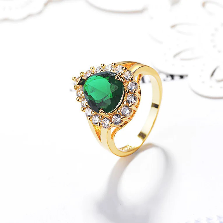 Hurrem Sultan Ring with Emerald Turkish Handmade Jewelry Small Drop Shape Pear Cut Emerald and Round Cut Topaz Ring 250106