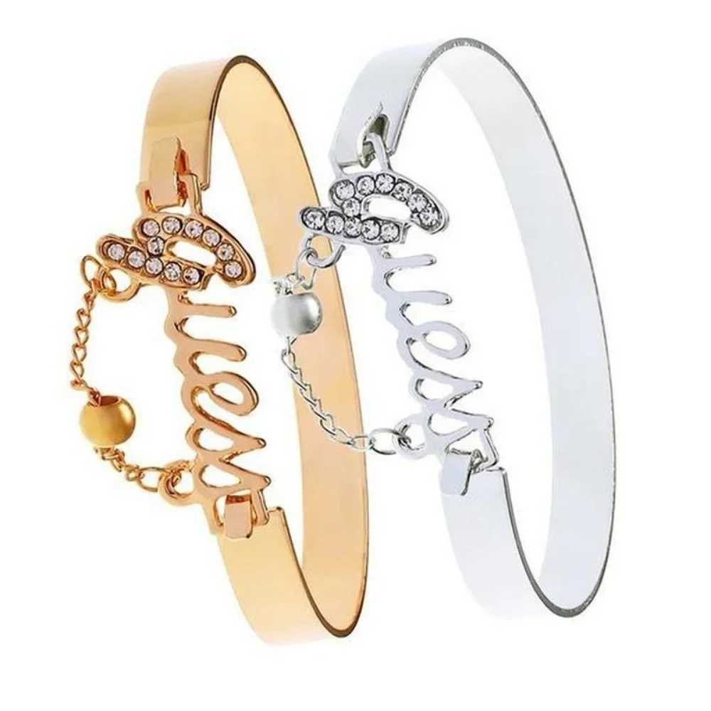 Womens Metal Bracelet Letter Alloy Band Crystal Pendant Hot Selling Jewelry Fashion JewelryXJ250109