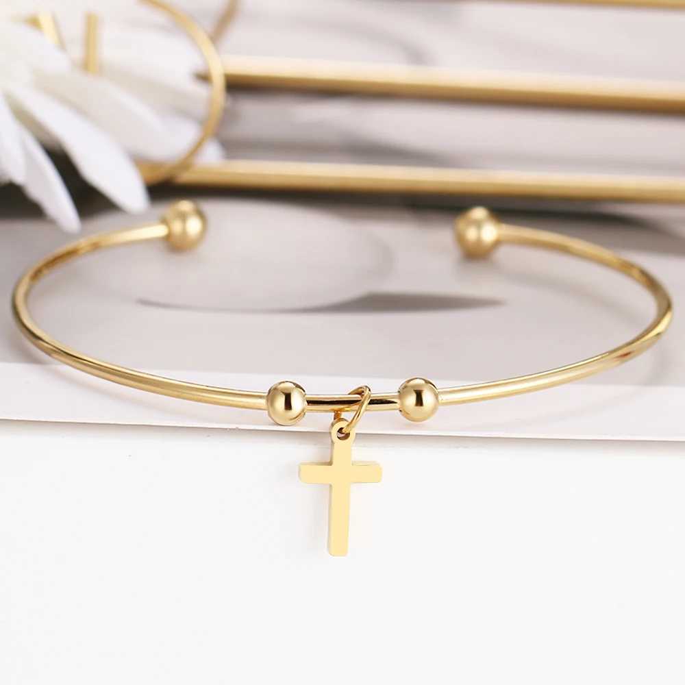 CACANA 316L Stainl Steel Open Bracelet Gold Color Cross Simple Tren Jewelry For Women Bracelets Wedding Party Gifts N1962XJ250109
