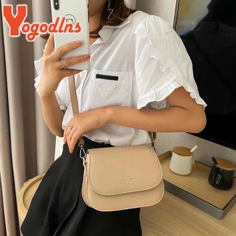 Ydlns Trendy Saddle Shoulder Women PU Leather Crossbody Simple Solid Color Flap Messenger Bag Designer Handbags Pouch