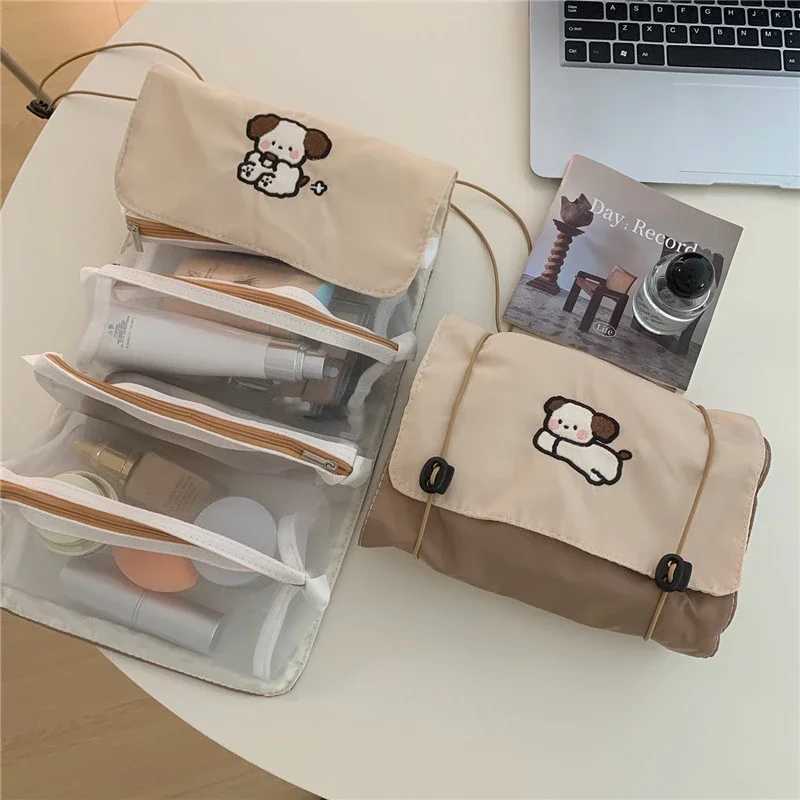 Portable Travel Face Wash Bag Cute 4-in-1 Detachable Makeup Bag Womens Mesh Makeup Bag Large Capacity Foldable Beauty Box W250109