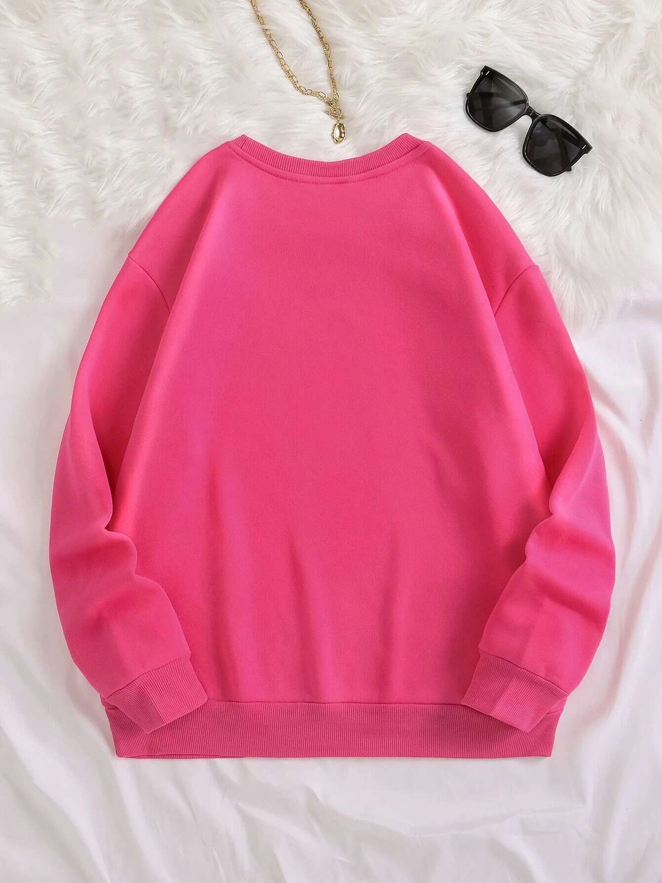 Women's Printed Warm Round Neck Loose Fitting Pullover With Long Sleeves And V-shaped Fashion Designer Sportswear