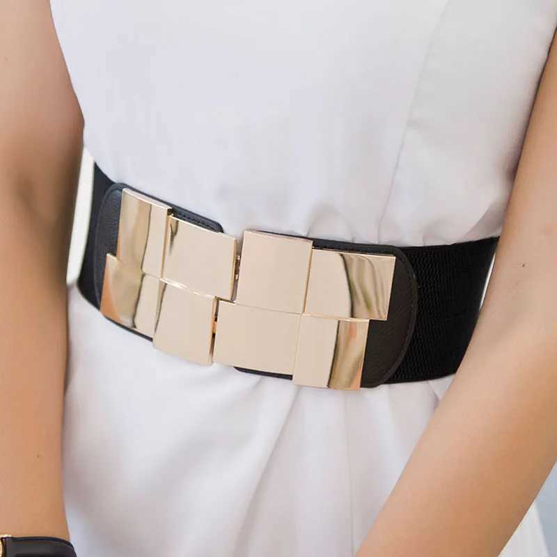 Womens elastic wide belt classic womens multi-color square buckle dress decoration ultra-thin elastic belt W250109
