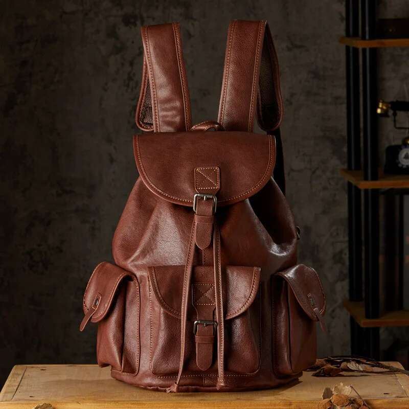 Trendy Travel For Men Women Waterproonti-Theft Student Schoolbag Real Leather Backpack Mochila Laptop Bagback