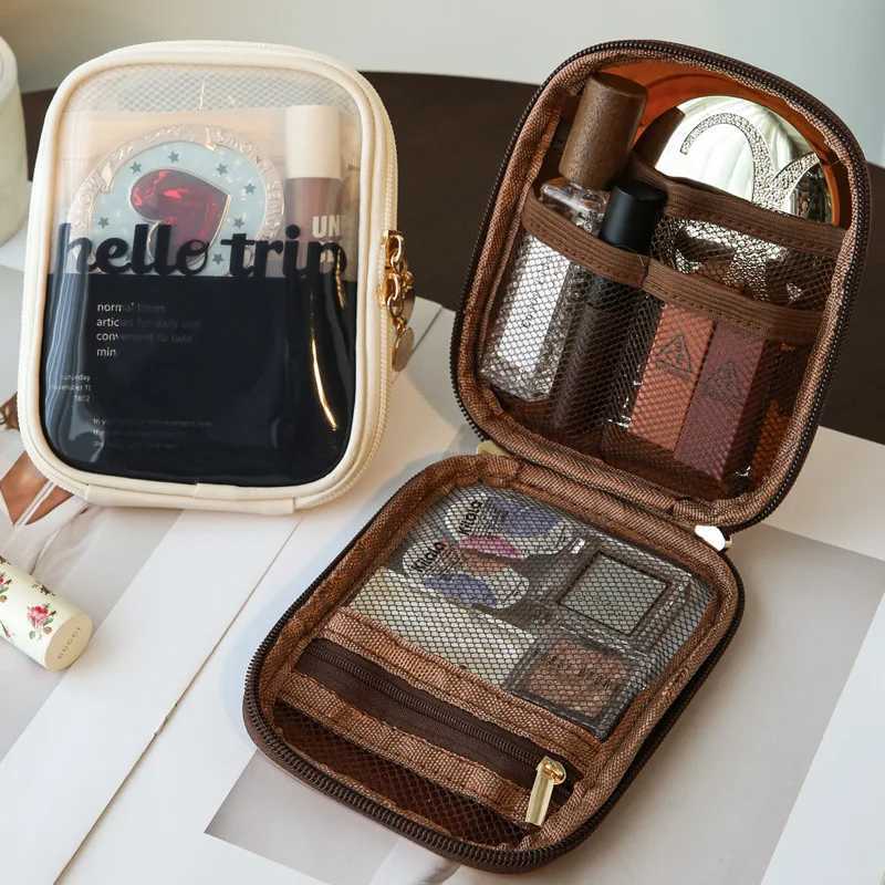 Mini Transparent Travel Makeup Organizer Bag Mini Cute Preparatory Makeup Bag Makeup Zipper Toilet Storage Bag Coin Bag W250109