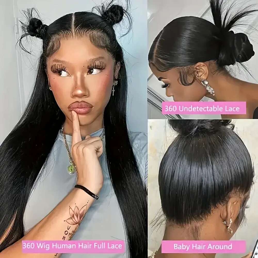 250 Density 360 Full Lace Pre Plucked Raw Wig Brazilian Bone Straight Wigs Human Hair 100% Natural Haire