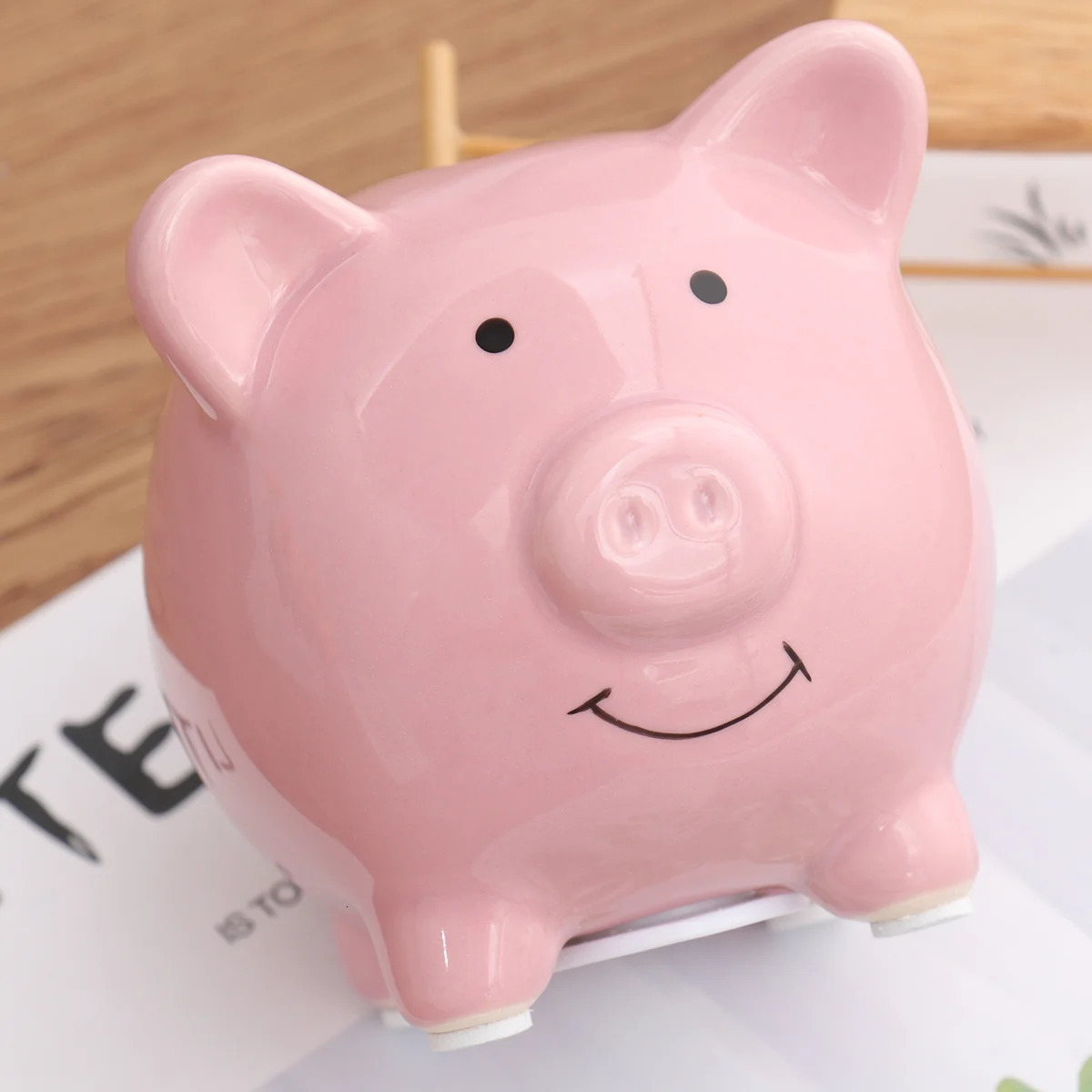 Imikeya Ceramic Piggy Bank Cute Pig Money Bank Coin Bank Girl Decoration Coin Bank Savings Gift 250103