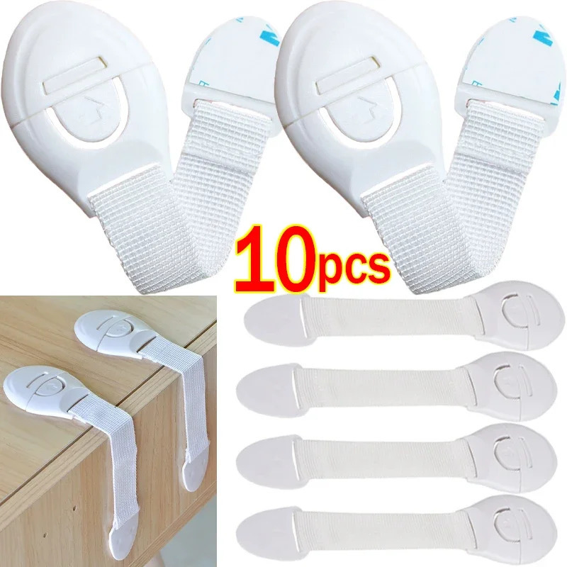 110pcs Child Safety Cabinet Lock Kids Baby Drawer Door Cupboard Toilet Locks Plastic Security Protector Straps 241230