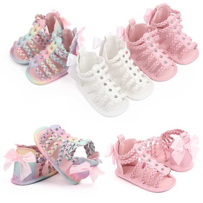 Babyshoes Girls Roman Sandals Open toe Knitted Solid Color Simple New Summer Hollow Flat Casual Shoes Childrens Fashion Casual Shoes W250108