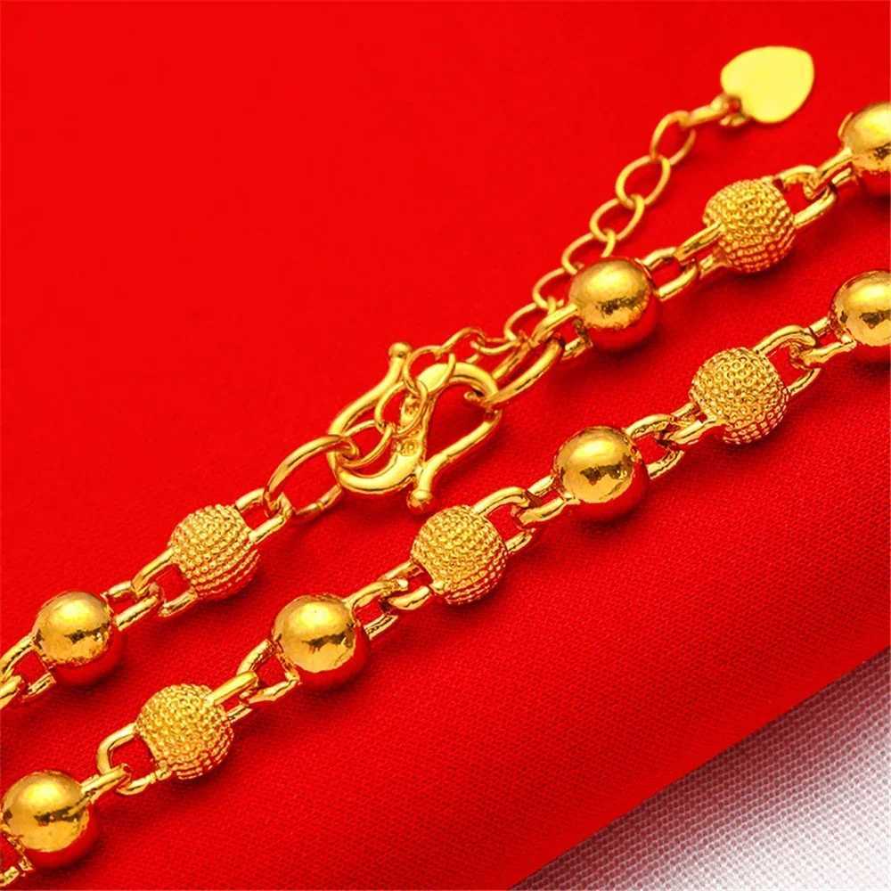 Fashion Luxury Golden Charm Bracelets for Women 6mm Smooth Beaded Chain Bracelet Wedding Jewelry Party Gift Pulseira FemmeXJ250109