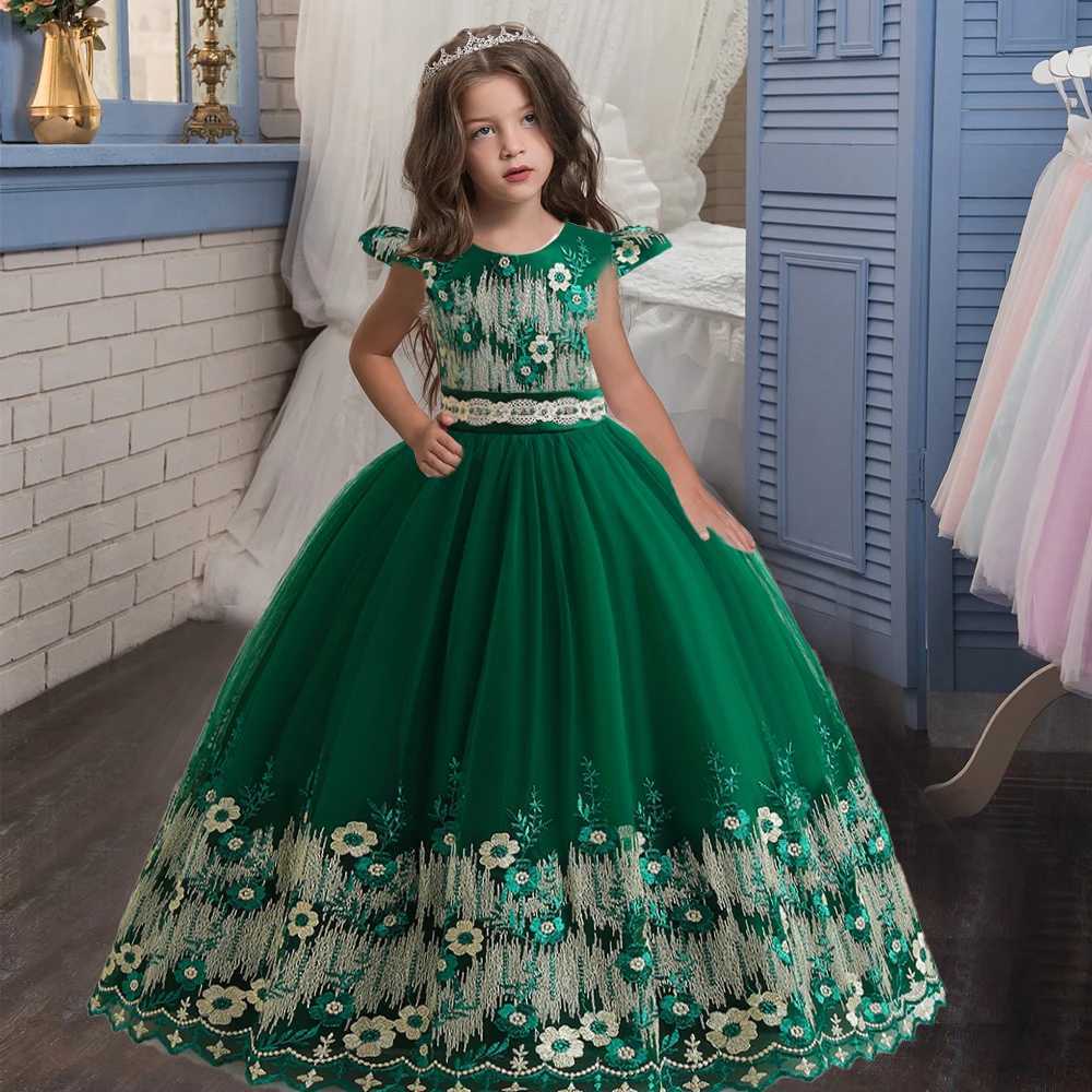 Flower Girl Dress Princess Elegant Children Par Long First Communion Kids Clothes For Teen Children Wedding Birthday VestidosXJ250108