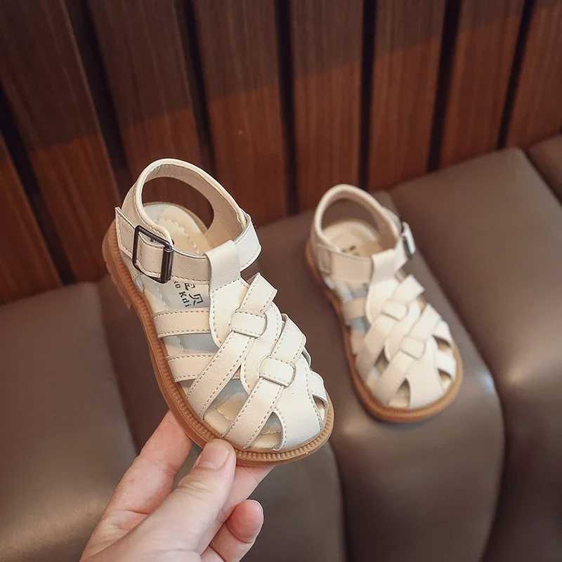 Fashion childrens PU leather sandals childrens girls boys sports sliders childrens closed toe beach shoes 3-6Y summer W250108