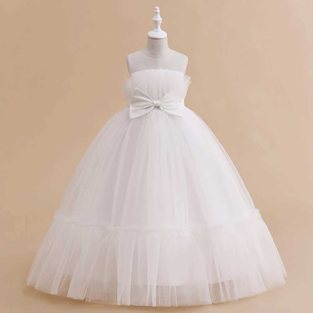 Formal Lace Bridesmaid Evening Dresses For Girls Costume Elegant Tulle Bow Par Princess Dress Girl Wedding Prom Gown VestidosXJ250108