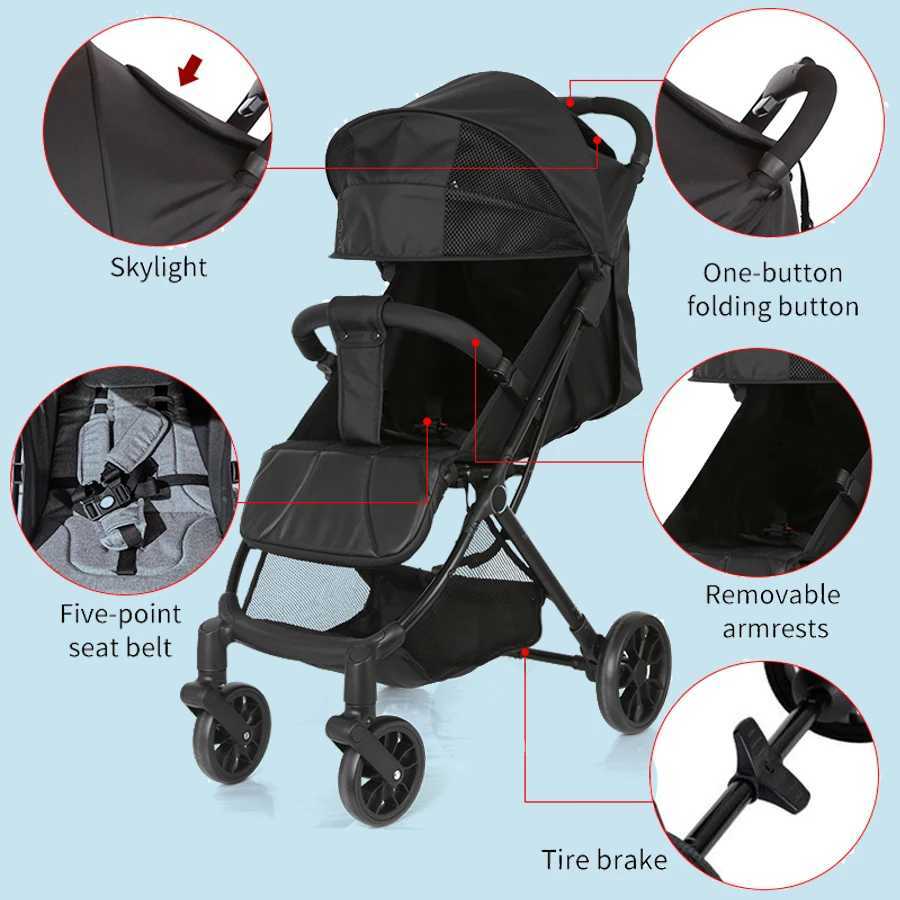 Baby stroller one click folding baby stroller lightweight and comfortable baby travel stroller W250109