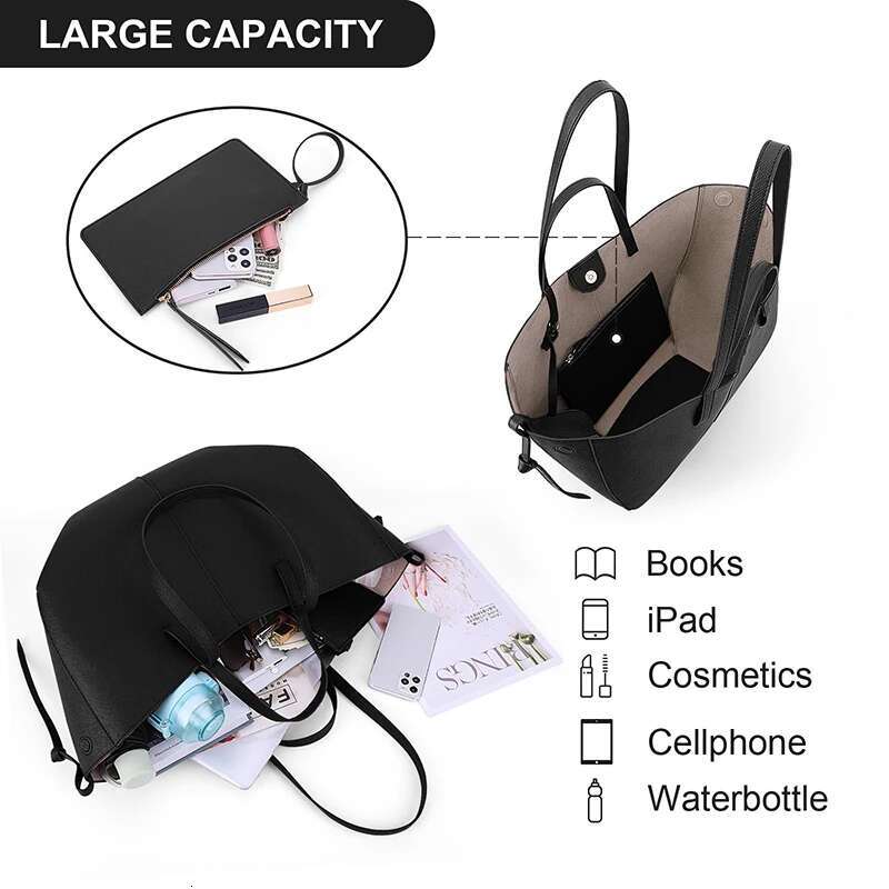 Handbag Tote For Women Faux Leather Shoulder Purse Design Large Capacity Totes Top Handle Hobo Shopper Bag