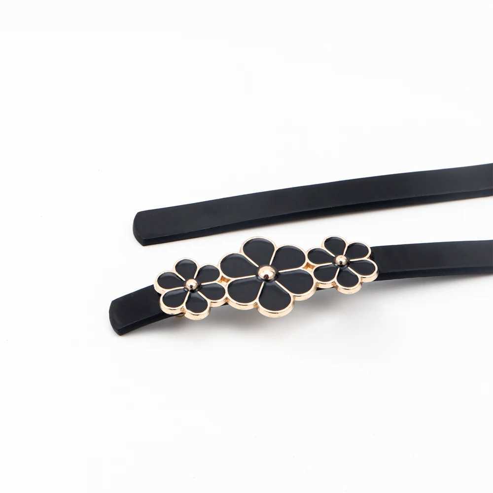 Womens waist belt fashionable thin decorative dress daisy black and white summer W250109