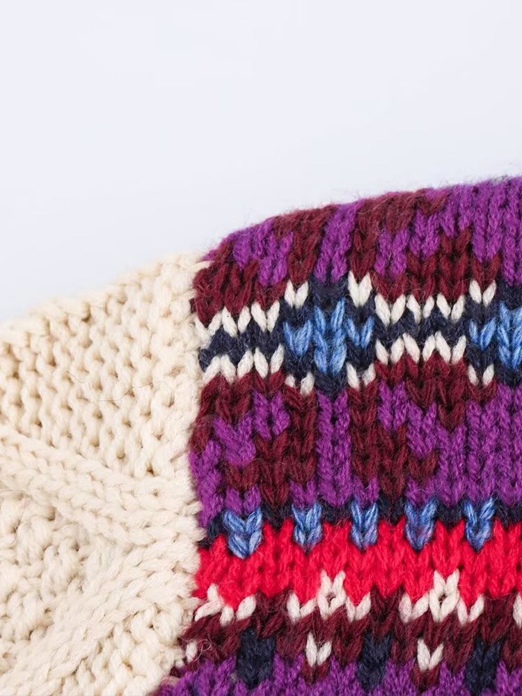 2024 European American Style Autumn And Winter New Lazy High-End Retro Fair Isle Jacquard Knit Sweater For Women