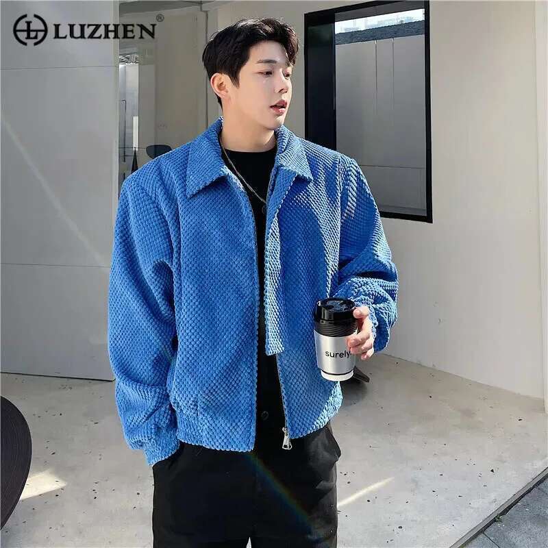Casual Coat Lapel Blazer Color Stylish Solid Men Personality Korean Trendy Loose Short Jacket Elegant Clothes