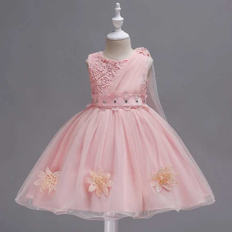 Flower Girls Red Lace Dresses Female Child Clothes Baby Girl Elegant Princess for Weddings Par Gala Kids 2 to 6 8 Years DressXJ250108