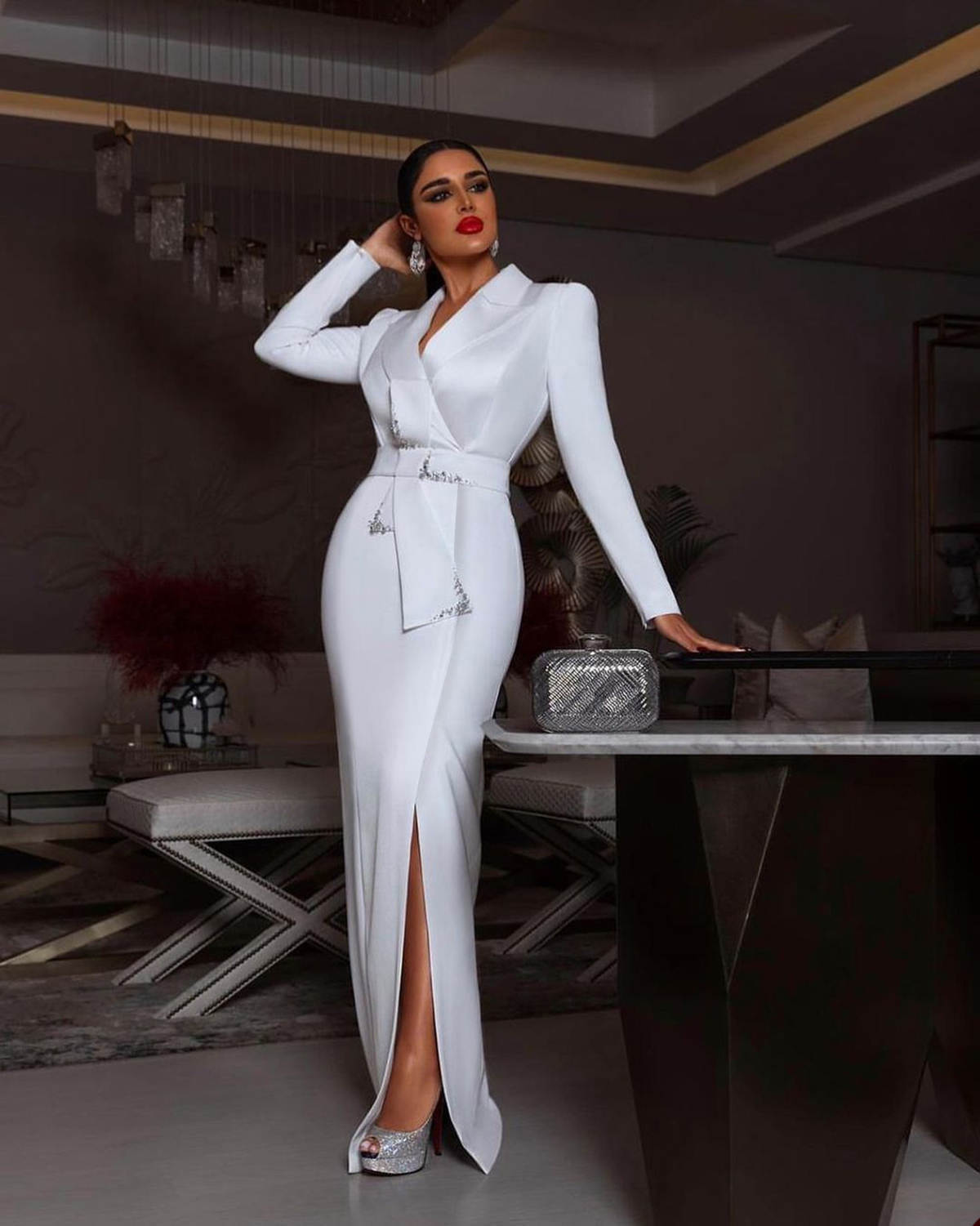 Designer Mother of the Bride Suits Beaded One Piece Set Jacket Double Breasted Sash Women Business Blazer Peaked Lapel Formal Work Wear Customized
