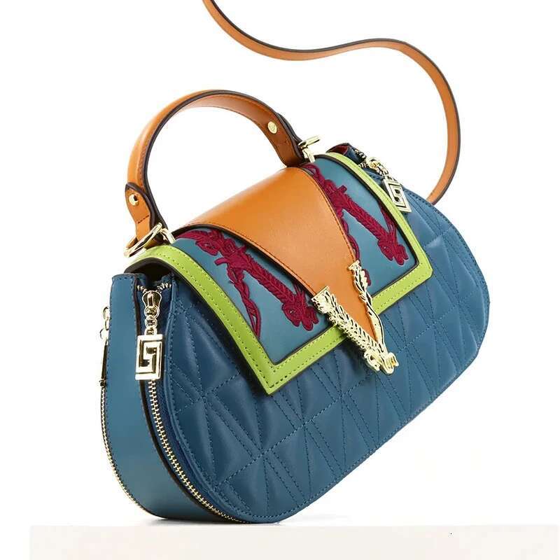 Women's With V Ladies Leather Handbag Female Shoulder Bag Dias Crossbody Handbags Women Embroidery Bags