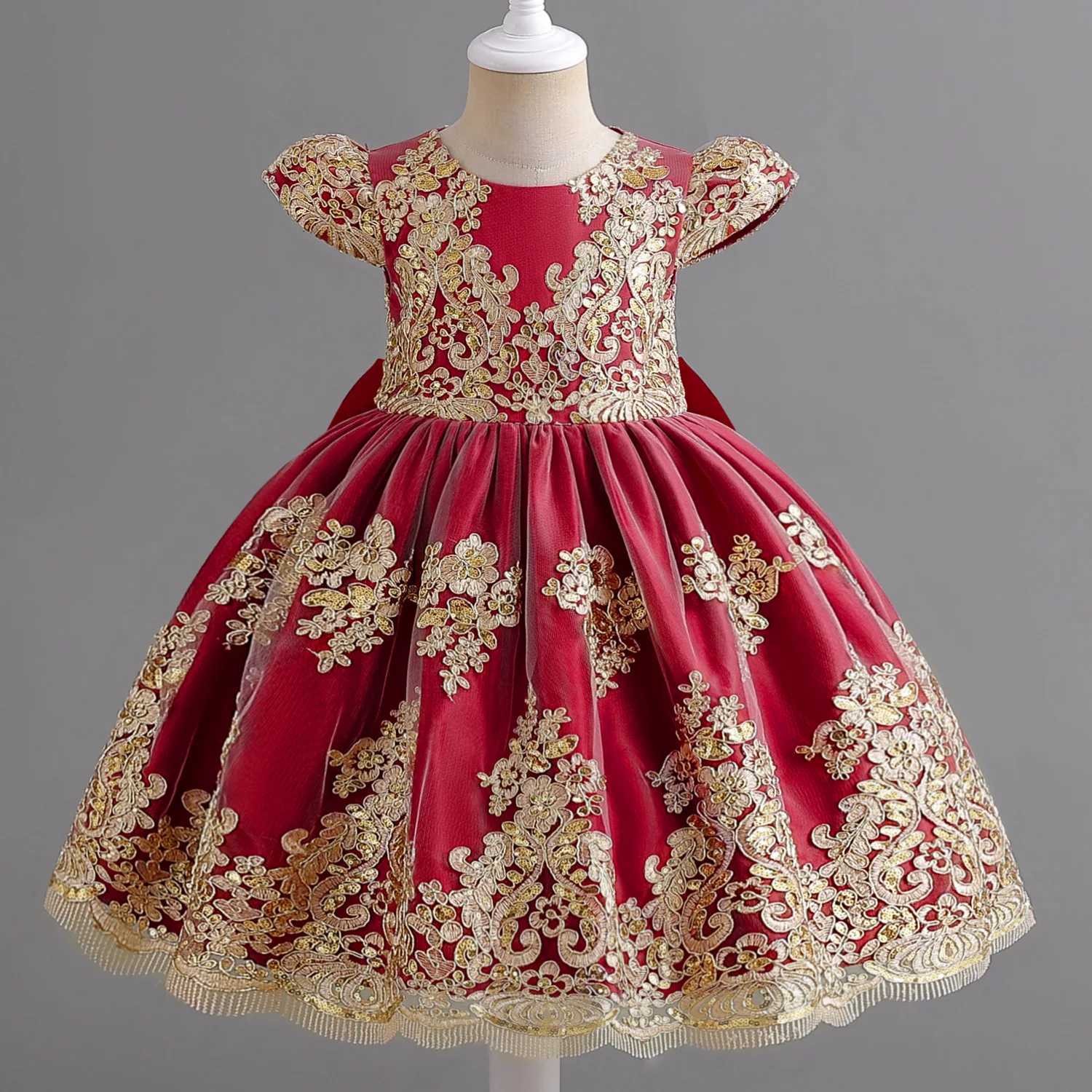 Elegant Princess Lace Wedding Formal Dress Luxury Embroidery Kids Dresses For Girls Vintage Children Christmas Par Prom GownXJ250108