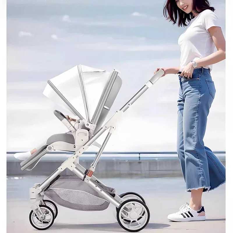 Baby stroller can sit down and lie down foldable in both directions high landscape for newborns one handed series W250109
