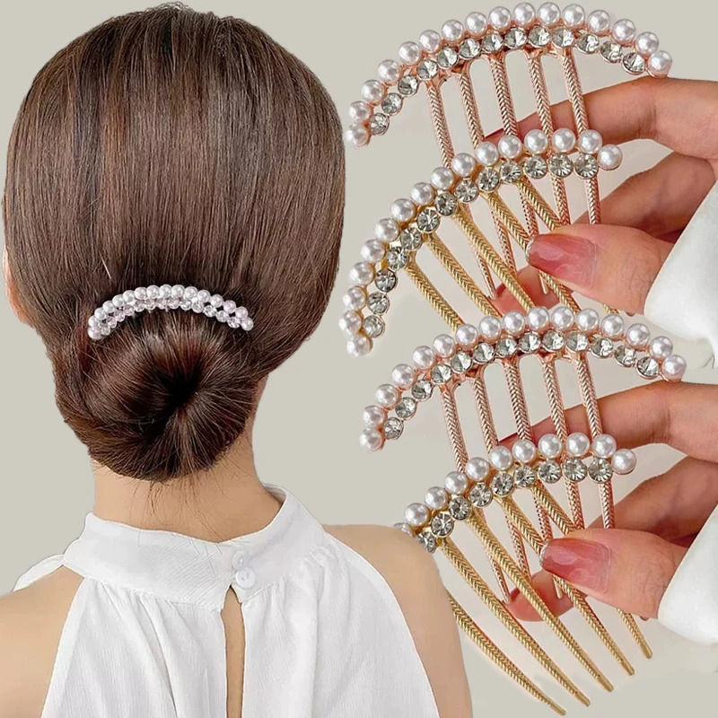 Elegant Zircon Hair Comb Pearl Crystal Hairpin Clips Wedding Bridal Hairclaw Jewelry Accessories Gifts 241228