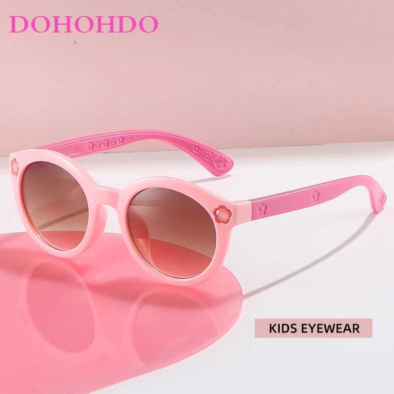 DOHOHDO Childrens Cute Flower Centered Sunglasses Childrens Round Glasses Baby Fashion Color Sunglasses Boys and Girls Glasses UV400 W250109