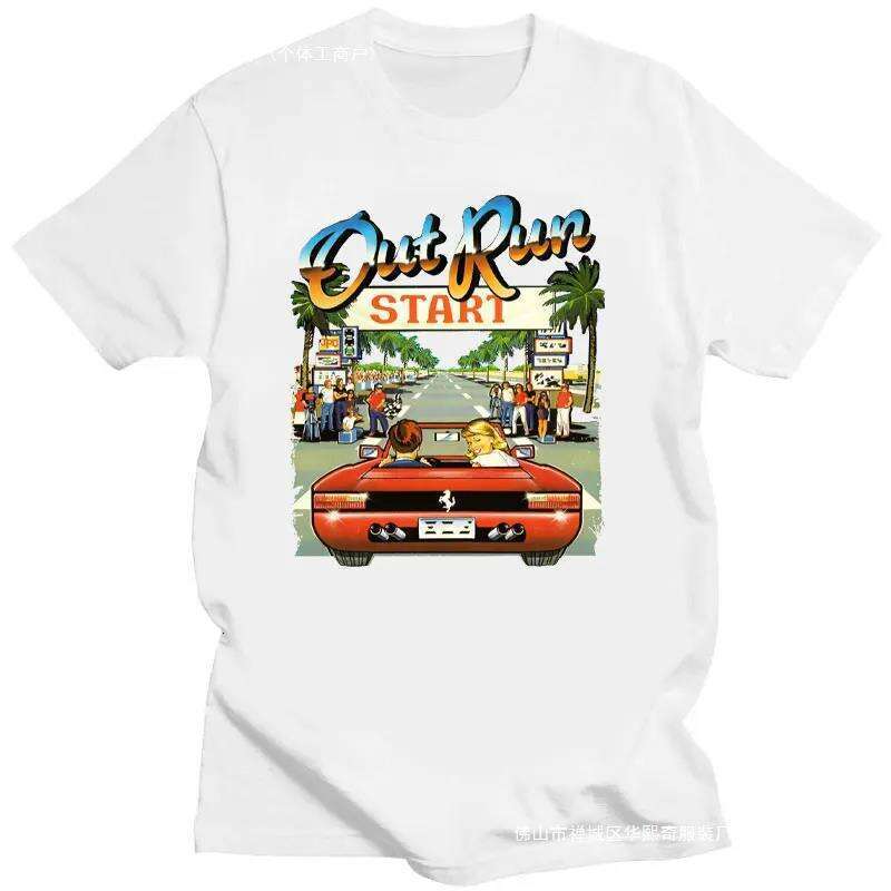 90s Vintage Out Run Top T Shirt Camisas Men Fashion Old Scho