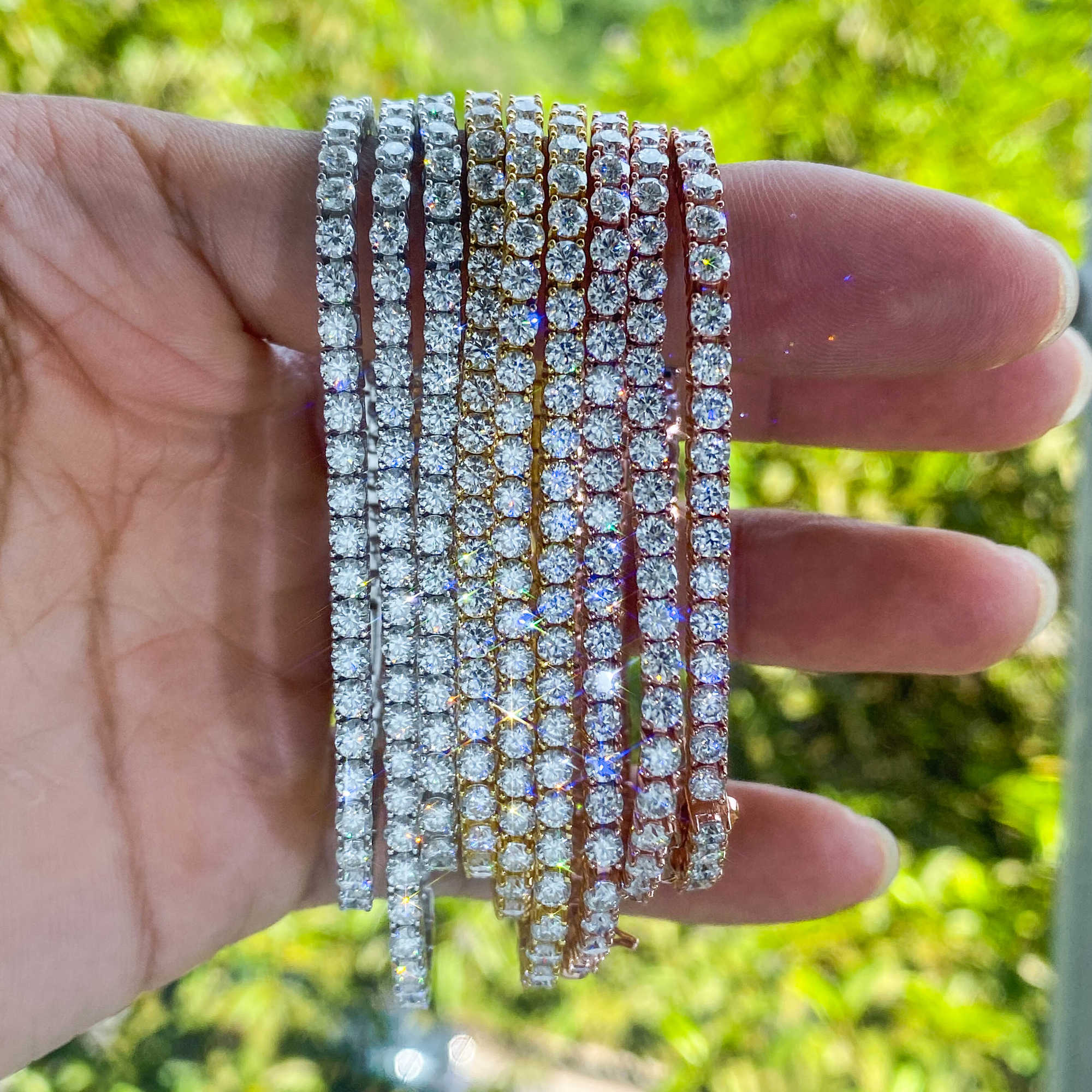 2025 Designer necklace moissanite tennis chain bracelet in 14K18K plated 3mm-6mm silver sterling diamond tennis chain for men women