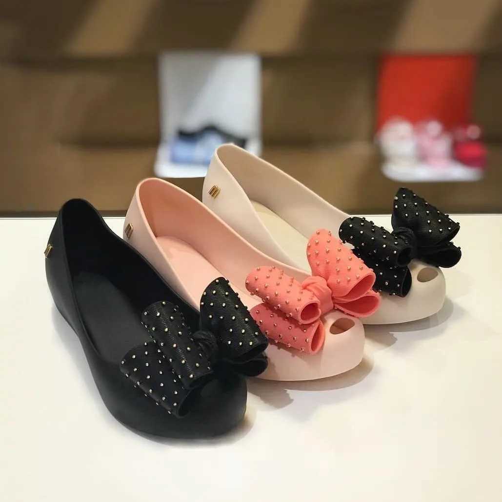 Ins New Mini Big Bow Jelly Shoes Girls Fashion Sister Summer Sandals Kids High Qu Princess Beach Sandals HMI045 W250108