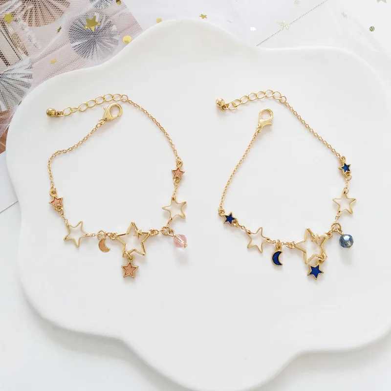 Fashion Simple Star And Moon Zircon Bracelet For Women Girls Adjustable Link Chain Bracelet Jewelry Party Gifts Wholesale 1PCXJ250109