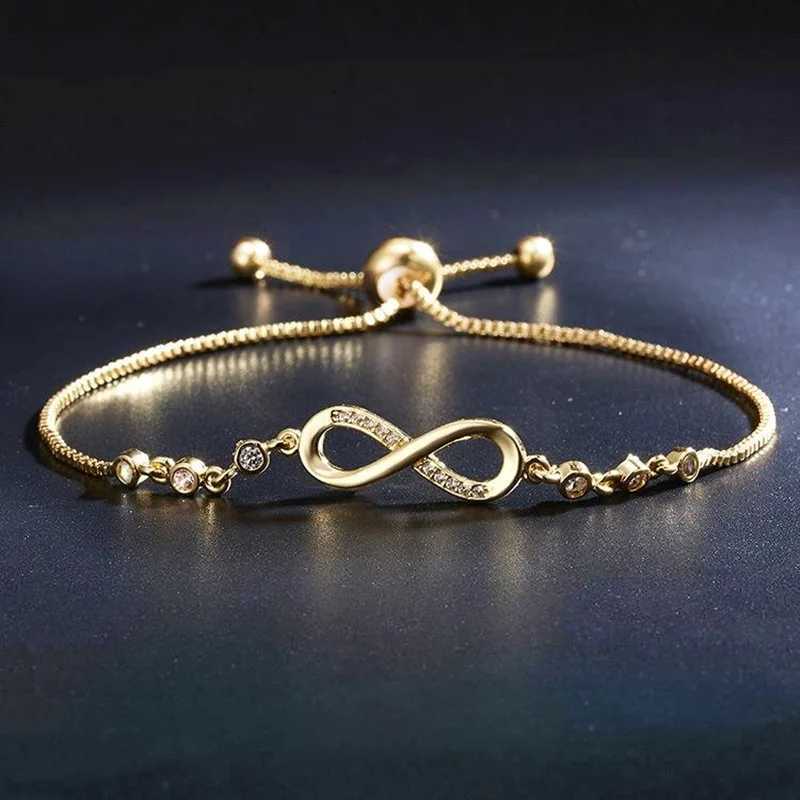 Wu 2022 New Fashion Popular Adjustable Bracelet Micro-inset Zircon Figure 8 Infinite Cycle Crystal Bracelet Female Hand JewelryXJ250109
