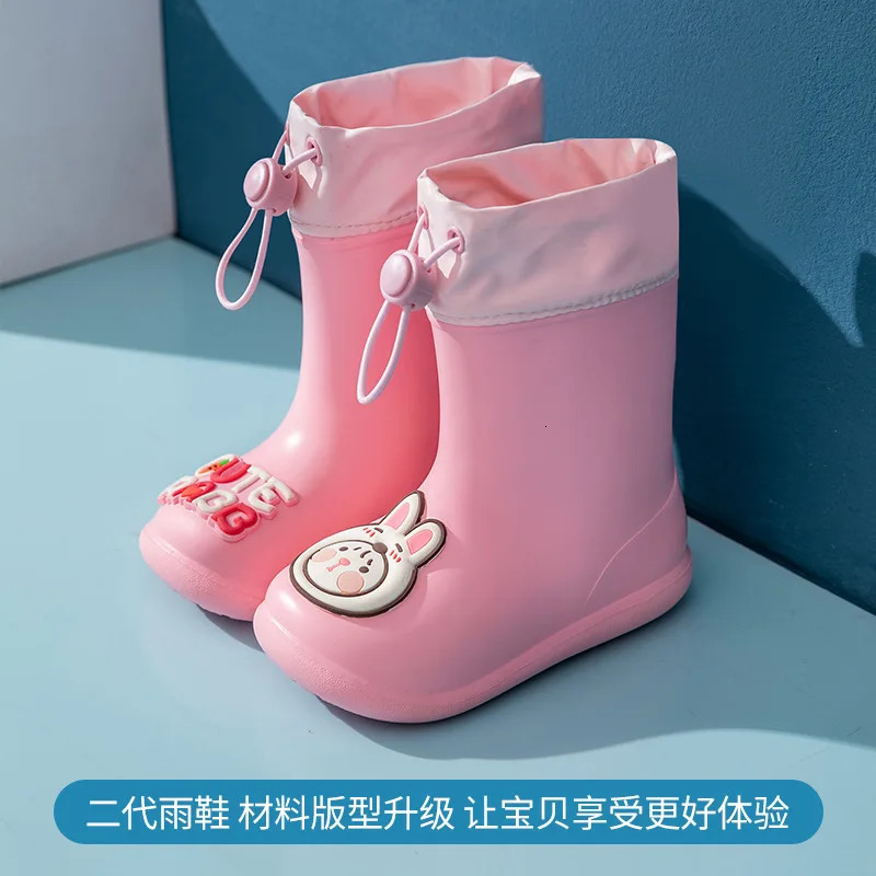 Cartoon Children Rain Boots Toddler Waterproof Children Shoes EVA Lightweight Warm Kids Water Shoes Non-slip For Four Seasons 250106
