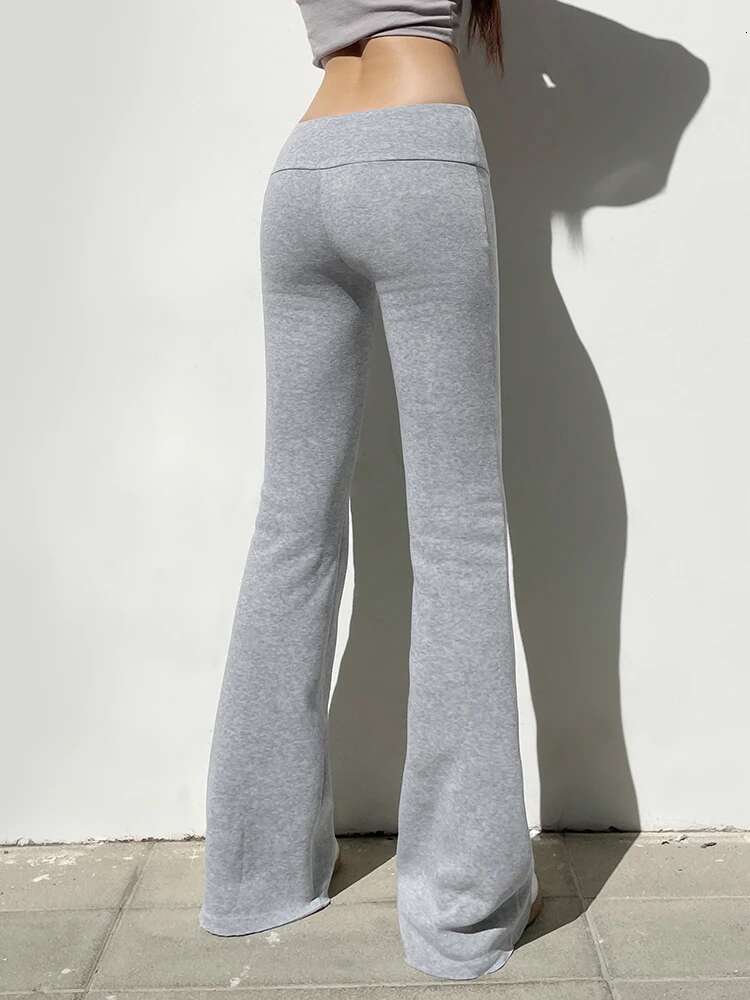 IAMSURE Casual Sexy Basic Solid Flare Y2k Slim Low-Waisted Boot Cut Pants Women 2023 Autumn Spring Fashion Streetwear Lady