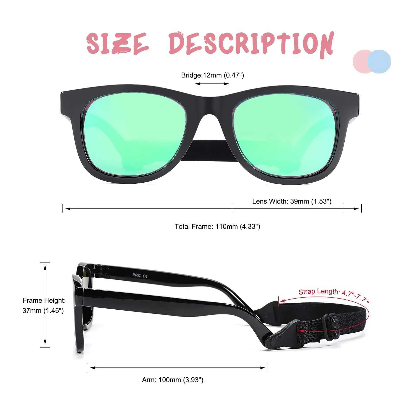 Flexible polarized sunglasses with baby strap for newborns aged 0-24 months square silicone frame for boys and girls UV400 W250109