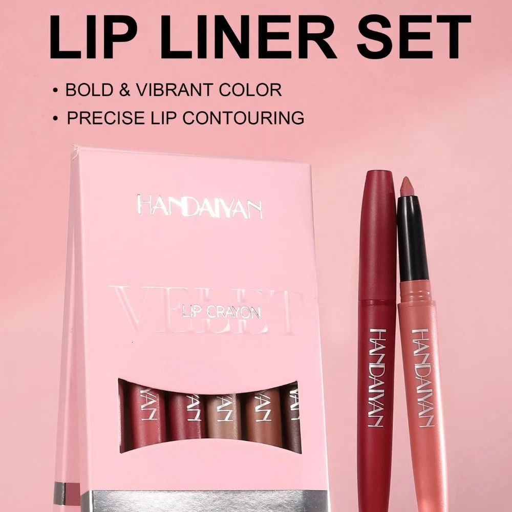 6 Colors Lip Liner Pencil Set Long Lasting Liquid Lipstick Waterproof Plumping Lip Tint Natural Matte Nude Professional Makeup 250108