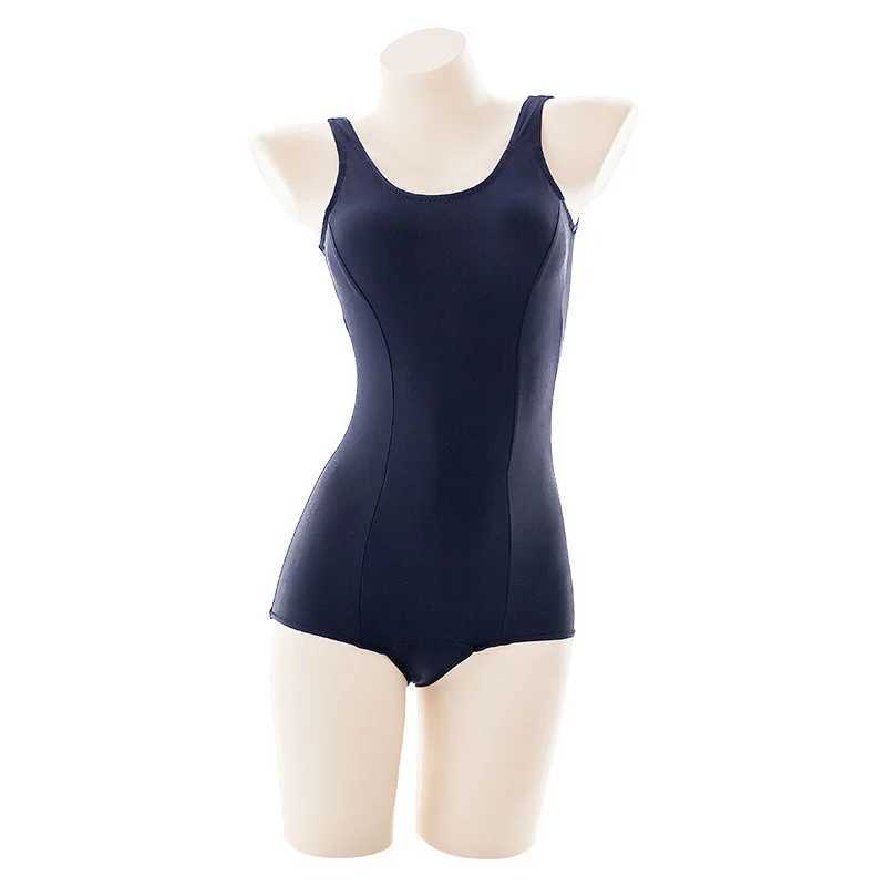 Women Japanese Swimwear Sukumizu Lovely Lolita Anime Cosplay Schoolgirl One Piece Navy Blue Bathing Suit 2021XJ240108