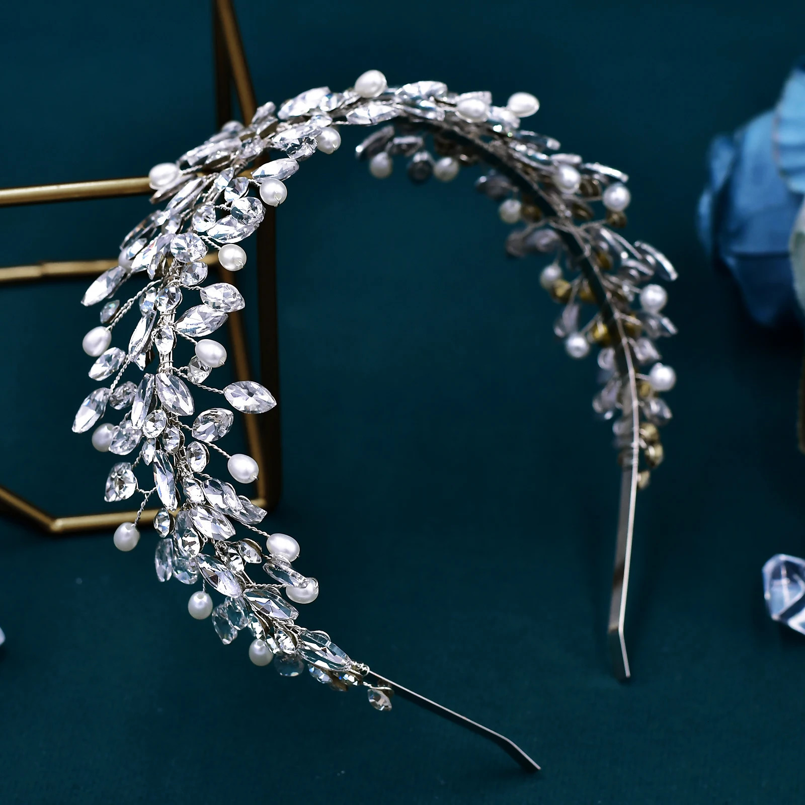 Bridal Accessories Pearls Rhinestones Wedding Headband Prom Trendy Jewelry Crystal Headwear for Women HP608250108
