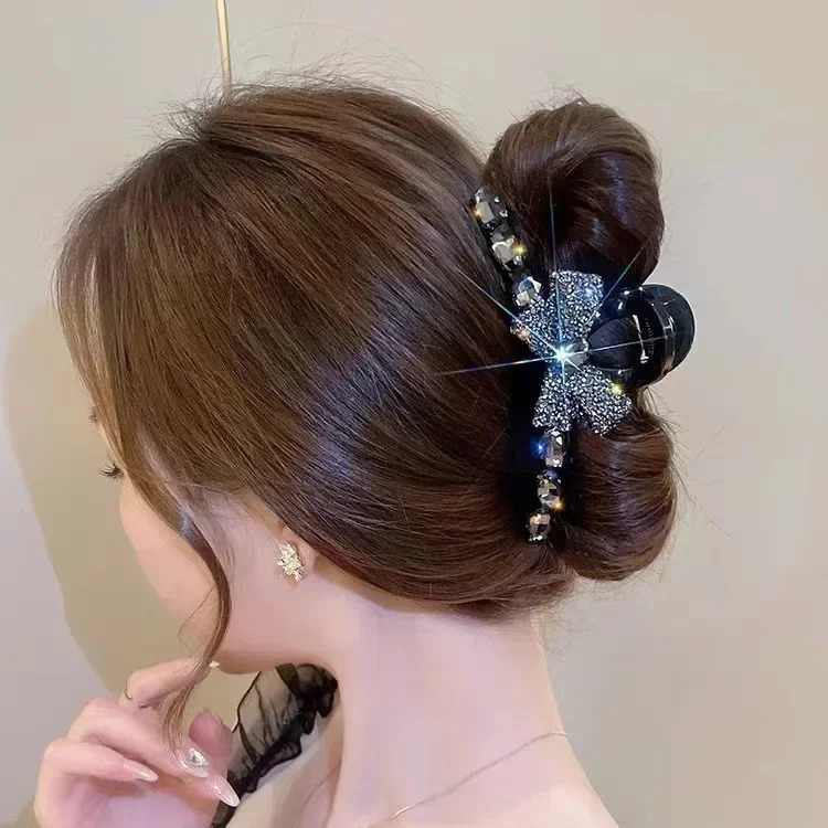 Diamond Bow Large Clip Fashion Senior Ladies Back of Head Hair Clip Disk Gripper Girls Hair Accessories Gift 250103