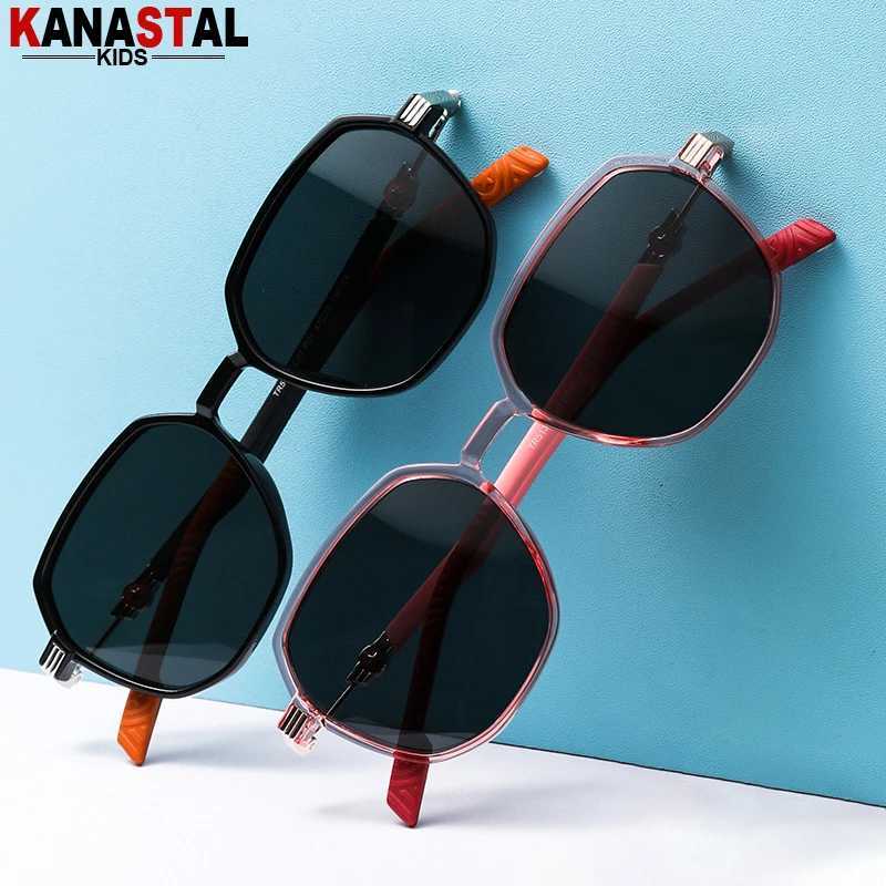 Childrens Sunglasses UV400 Polarized Sunglasses Childrens Sunglasses TR90 Metal Glasses Frame Camping Outdoor Sports Anti glare Sunshade Glasses W2501